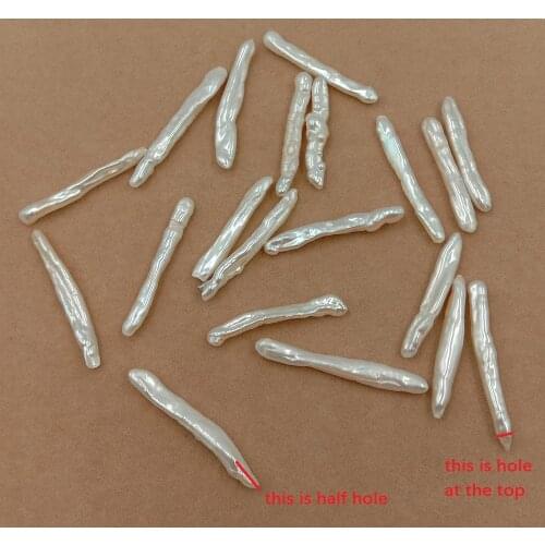 Free shipping,DIY PEARL BEADS,5 PCS/LOT,4 mm x25-40 mm AAA BIWA baroque pearl,100% Nature freshwater loose pearl,half or no hole