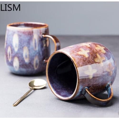 Large Ceramic Coffee Mugs Personalized Funny Japan Couple Cups Luxury Handmade Pottery Printed Taza Cafe Fashion Creative Gifts