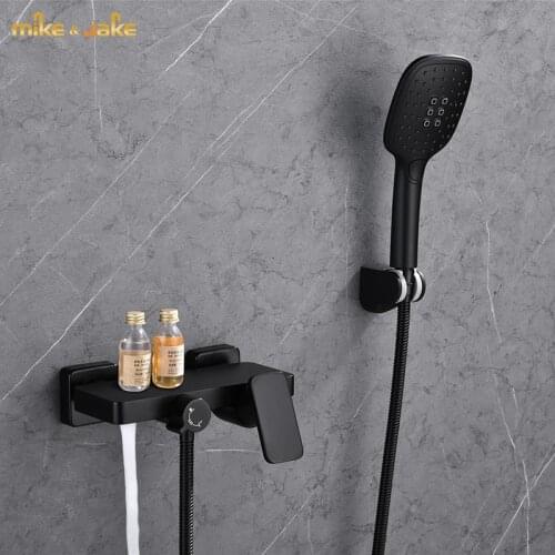 Black Shower suit shower room hot and cold water shower bathroom wall mounted pressurized black hand held shower kit