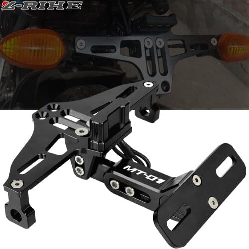 Motorcycle Adjustable Angle Rear License Number Plate Mount Holder Bracket with LED Light for Yamaha MT-01 MT01 MT 01 2004-2012