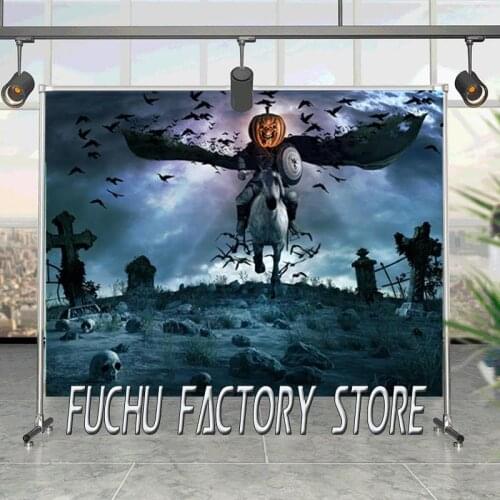 Cartoon Pumpkin Demon Rider Studio Photography Background Cloth Halloween Party Decoration 3d Children Photos Digital Backdrop