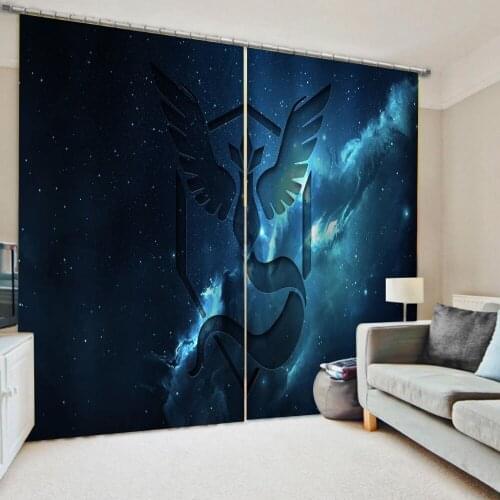 Photo Customized size Luxury Blackout 3D Window Curtains blue blackout curtains