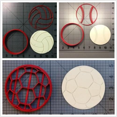Football Volleyball Baseball Cookie Cutter Kitchen Baking Supplies Cake Icing Decorating Tools Set 3D Printing