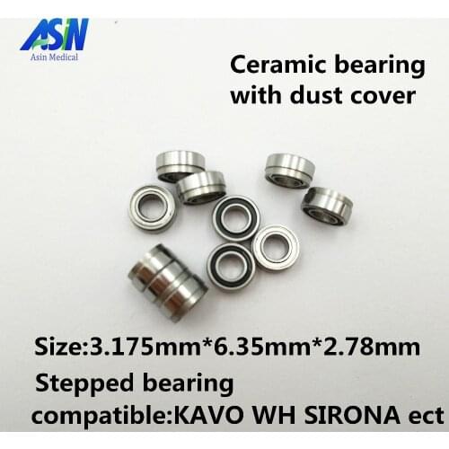 Good Quality KAVO compatible handpiece bearing dental bearings ceramic balls with dust cover 10pcs stepped bearing