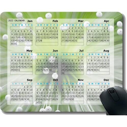 Gaming Mouse Pad 2022 Year Calendar with Holiday,Light Fan Drop Green Rays Personalized Mouse Pad