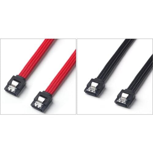 2 Pcs 50CM SATA 3.0 III SATA3 7Pin Data Cable 6Gb/S SSD Cables HDD Hard Disk Data Cord with Nylon Sleeved Premium Version (Black