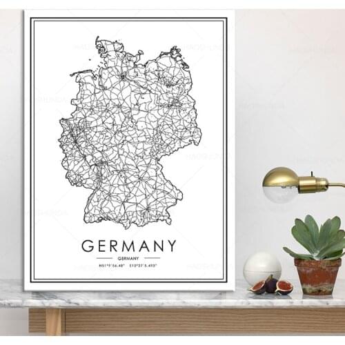 GERMANY City Map Posters Canvas Paintings black and white Wall Art Prints Home Interior Decor for living room framed