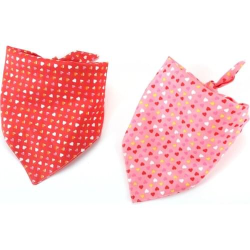 Katu Pet Bandana Scarf Dog Colorful Love Hearts Triquetrous Bibs for Valentines Day Pink Red