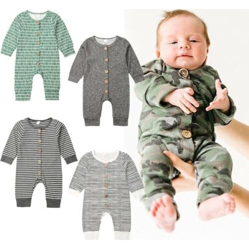 Newborn Baby Boy Girl Camo Romper Autumn Winter Warm Jumpsuit Long Sleeve Striped Playsuit Outfits Casual Baby Boy Girl Clothes