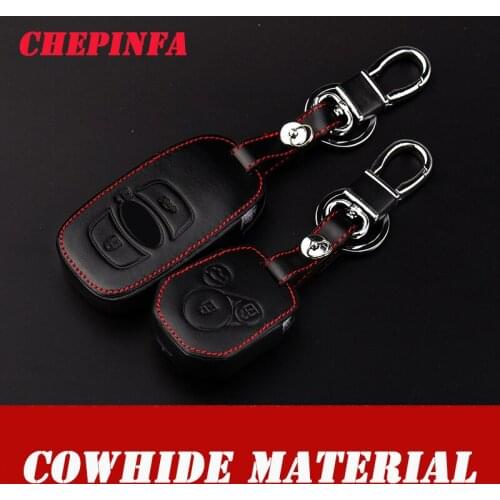 CHEPINFA Leather Car Key Cover Case For Subaru BRZ Forester Legacy Outback WRX WRX STI Impreza XV Crosstrek Smart Remote Covers