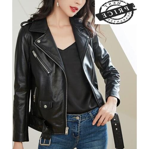 Winter Genuine Leather Jacket Women Real Cow Leather Coat Female Biker Montone Jackets Vintage Korean Clothes Hiver 121a