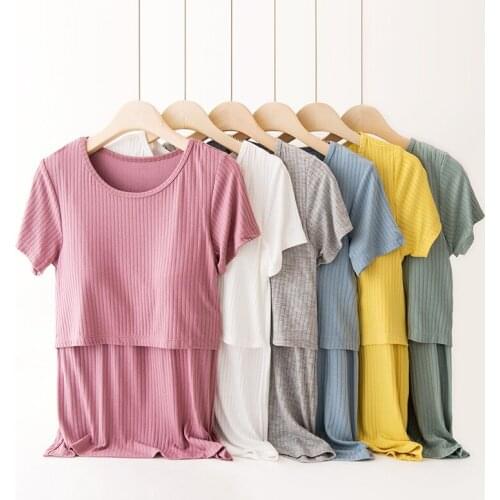 Summer Big Size Lactation Period Cotton Sleep Top Pregnant Women M-3XL Home Wear Breastfeeding T-shirt Pajamas Gravida Sleepwear