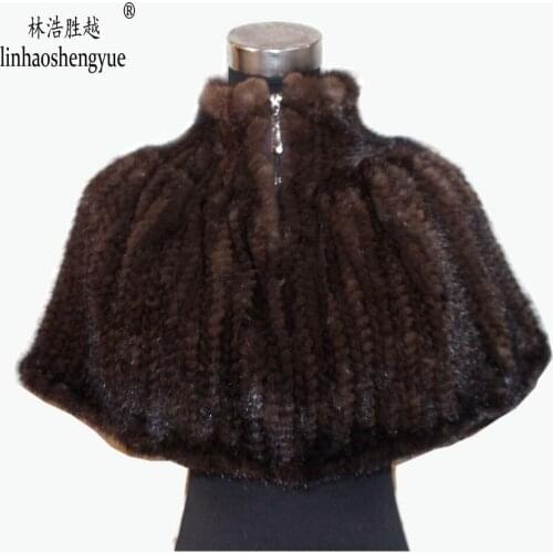 Linhaoshengyue 2020 Hot Fashion Women Mink Weave Fur Shawl