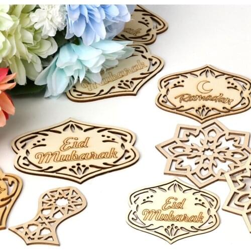 Liviorap Wooden EID Mubarak Pendant Sets Diy Holiday Party Hollow Decors Supplies Baby Shower Ramadan Wood Hanging Accessories