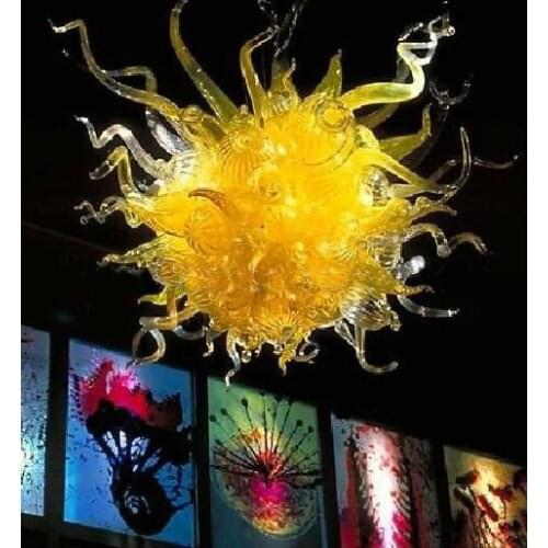 100% Mouth Blown Borosilicate Murano Glass Chandelier Style Yellow Art Decoration Handmade Modern Chandelier Lamp