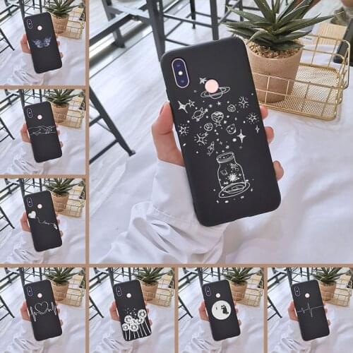 Soft Phone Case Silicone For Xiaomi Mi 5 5C 5S 5X 6 6X Plus Black Heart Cat Back Cover For Xiaomi Mi A1 A2 8 Lite SE Case