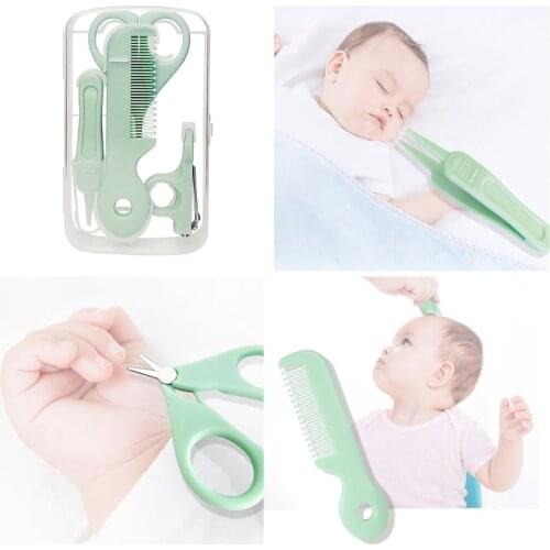 5Pc Baby Nail Hair Daily Care Kit Newborn Infant Nail Clipper Scissor Hair Comb Nose Cleaner Safety for Toddler Nursing Grooming