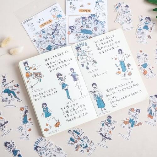 40pcs/bag Washi Paper Sticker Pack Cute Stickers Student Stationery Text Handbook Decoration Material Cartoon School Supplies