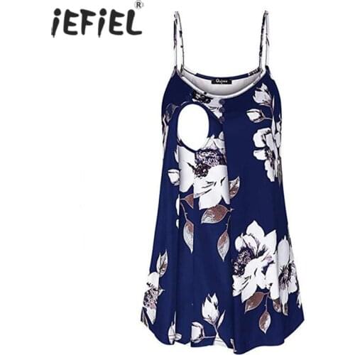 Women Pregnant Maternity Clothes Nursing Tank Tops Breastfeeding T-Shirt Pregnancy Sleeveless Breastfeeding Floral Tshirt Tees