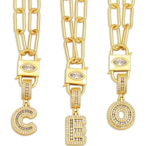 Initial Neme Necklace for Women Evil Eye Double Buckle Letter Jewelry Fashion 26 Alphabet Pendant CZ Zircon collar iniciales