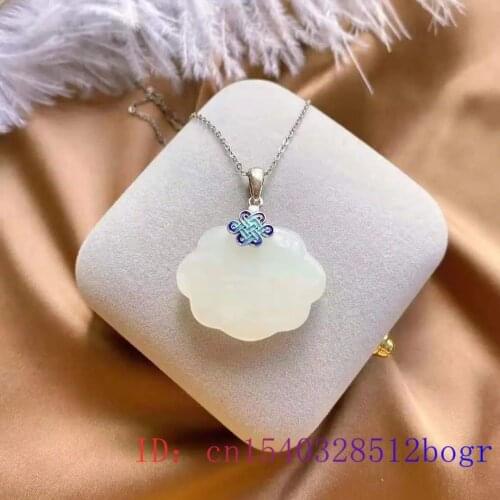 White Jade Ruyi Pendant 925 Silver Charm Zircon Fashion Women Chalcedony Necklace Gifts Natural Crystal Gemstone Chinese Agate