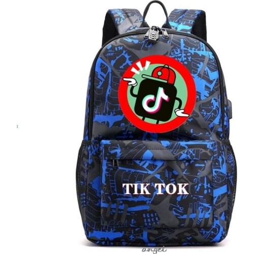 Tik Tok Backpack Teen Girls Boys Galaxy Cool Backpack USB Charger Large Capacity An-ti Theft School Bags Daily Mochilas