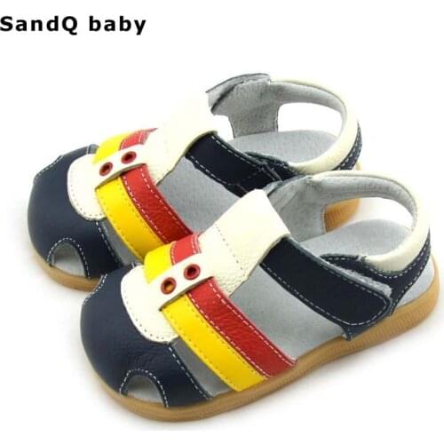 Children Sandals 2020 Summer Genuine Leather Kids Sandals Cow Muscle Slip-resistant Girls Sandals Hit Color Baby Girls Shoes