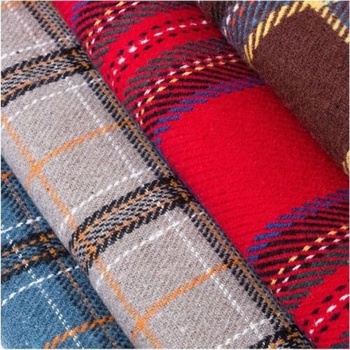 Width 150cm Soft Wool Polyester Blend Tartan Plaid Fabric Woollen Dress Trousers Outerwear Material By the Half-Metre