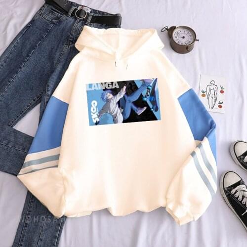 Anime SK8 The Infinity Langa Graphic Hoodie Women Harajuku Cartoon Skateboard Boys Funny Print Streetwear Patchwork Sweatshirts