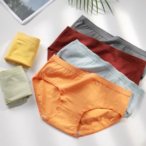 2021 Women Cotton Underwear Panties Sexy Solid Panties Mid Waist Seamless Comfort Briefs Girls Lovely Underwear Female Lingerie