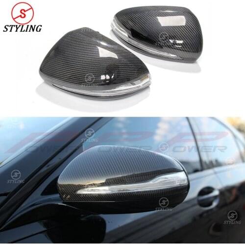 W213 Mirror cover with light red line For Mercedes W205 W222 X205 Carbon black RearView Mirror Case LHD 2014 2015 2016 2017 2018