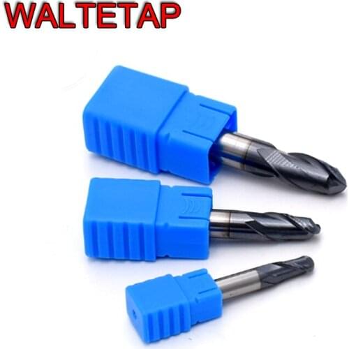 WALTETAP 6 pcs/set R0.5 R0.75 R1 R1.5 R2 R3 Real HRC45 For 2 Flutes Ball Nose End Mill Milling Cutter CNC Router Bits Set