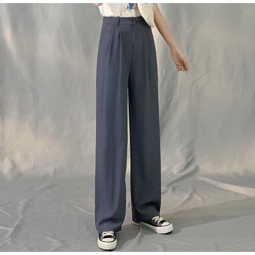 A244-Summer trendy one button skinny pants wide leg pants
