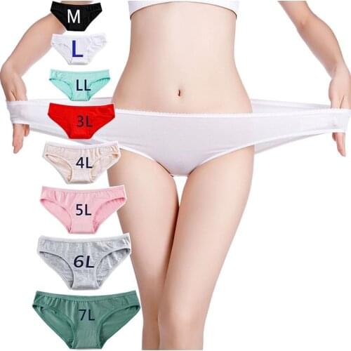 Breathable Briefs Womens Underpants Lingerie Low Waist Panties Cotton Plus Size Underwear Fashion Summer Female Intimates M-7XL