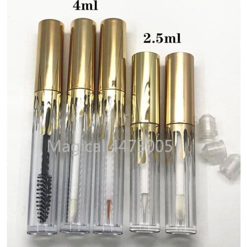 2.5ml 4ml 10/30/50pcs Empty Lip Gloss Tubes, DIY Clear Mascara Tubes with Gold Cap,Cosmetic Eyeliner Refillable Containers