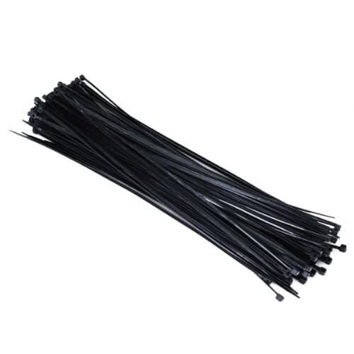 100Pcs 7.7 Inch Plastic Cable/Wire Zip Ties with Self-Locking Teeth - Black