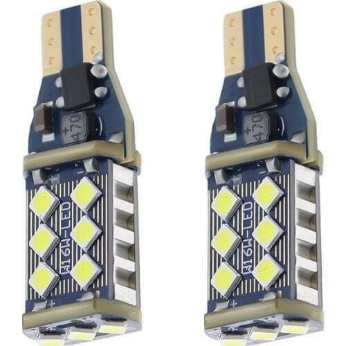 2pcs T15 W16W Led Canbus Lights T16 921 912 No Error LED Car Brakeup Reverse Lights Parking Lights 6000K White 12V