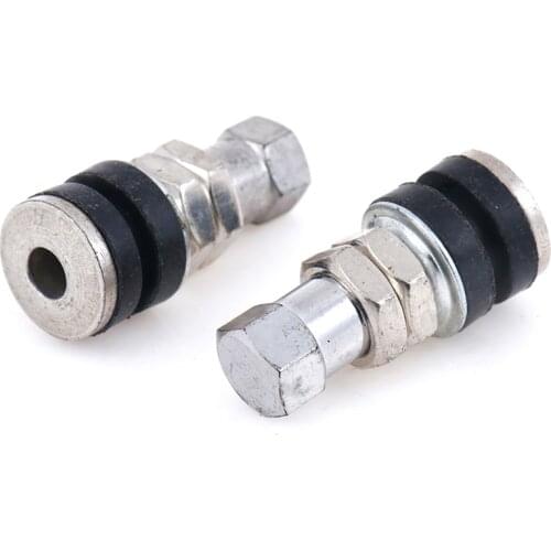 2pcs Tr161 Auto Car Tubeless Vacuum Tire Valve Stems Dust Caps Silver Tire Valve Short Stems