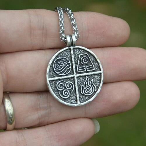 20pcs Vintage Avatar The Last Airbender Air Fire Earth Water Elements Necklace Pendant Amulet Jewelry Accessories