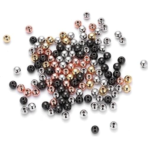 30pcs/lot Copper Metal Round 5/6mm Bead Accessories DIY Jewelry Women Men Beaded Bracelet Gifts Charm Beads & Jewelry Making