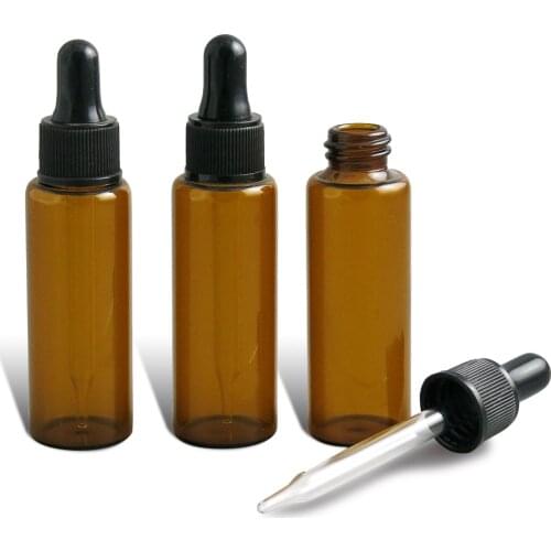 500 x 30ml amber Refillable Travel glass dropper bottle dropper glass bottle 1 oz brown glass bottle with black dropper