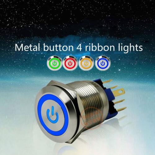 4-Colors Car Appliances DIY 22mm 220V 24V Angel Eye Aluminum Metal LED Power Push Button Switch Self-locking Button Switch