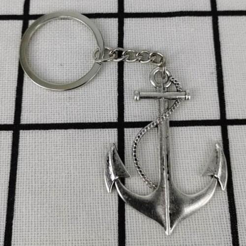 New Fashion Keychain 55*40mm anchor sea Pendants DIY Men Jewelry Car Key Chain Ring Holder Souvenir For Gift