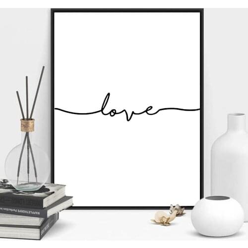 Love Line Art Black and White Poster Canvas Prints Art inspirational wall modern home decor painting on the wall pictures