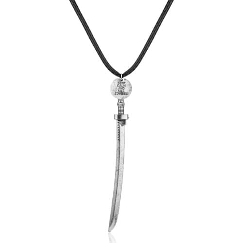 Dongsheng The Walking Dead Katana Samurai Sword Charm Necklace Keep Calm and Kill Zombies Pendant Sword-30