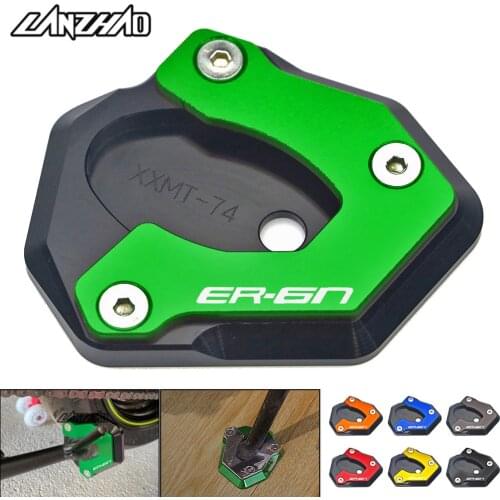 ER-6N Motorcycle Side Stand Enlarger Kickstand Enlarge Plate CNC Aluminum Accessories for Kawasaki ER6N 2012 2013 2014 2015 2016