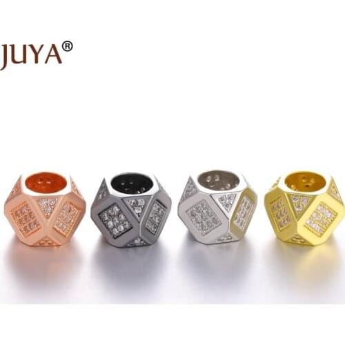 Jewelry Making Supplies 8mm Copper Zircon Geometric Bead For Making Jewelry Big Hole Beads Accessories diy Bracelets perlas
