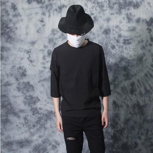 Round collar summer man loose t shirt men tshirt hip hop streetwear t-shirt men t shirts camiseta shirt black hombre personality