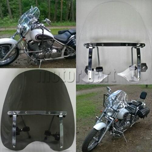 Motorcycle 19" Windscreen For Yamaha Vmax 1700 V Star 650 950 Virago 1100 1000 With 7/8" And 1" Handlebars Windshield