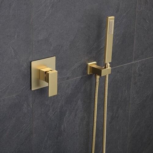 Brushed Gold Bathroom Shower Faucet Set Wall Mounted Shower Faucet, Bathroom Cold and Hot Bath and Shower Mixer Taps Brass